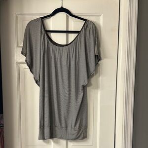 Arden B Brown Ruffled Flutter Sleeve Blouse